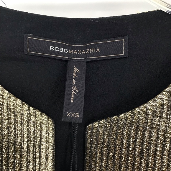 BCBGMaxAZARIA NWT “Judy” Gold Metallic Textured Sheath Dress Party Size XXS - Picture 5 of 10